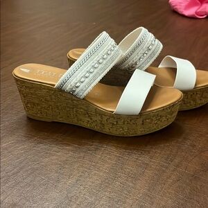 Women's White Wedge Sandals